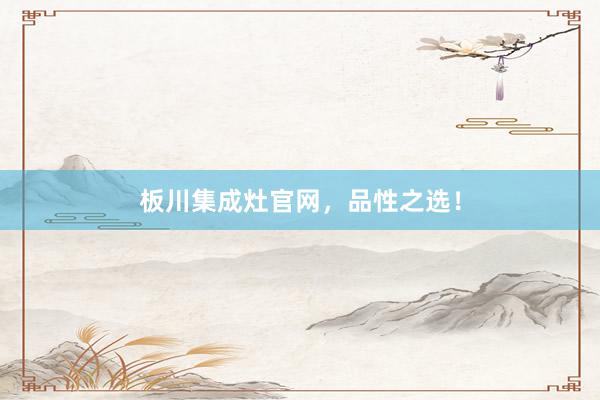 板川集成灶官网，品性之选！