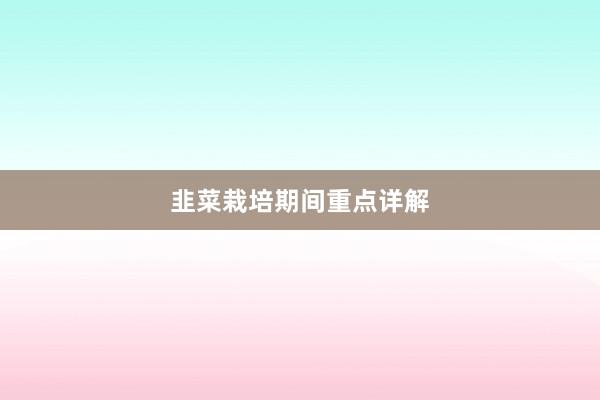 韭菜栽培期间重点详解
